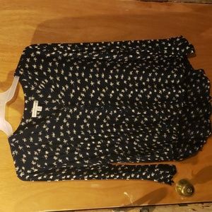 Alexander Jordan Rayon print, high-low, navy and cream blouse, size 1X